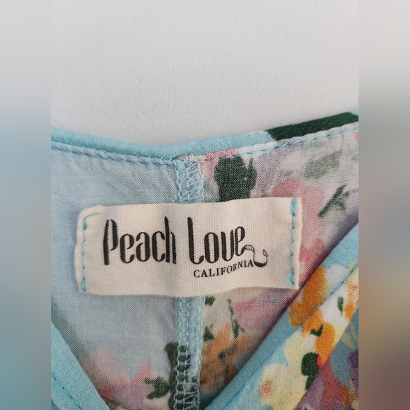 Peach Love California Blue Floral Frill Tank Top Spaghetti Straps Medium NWOT - Picture 7 of 8